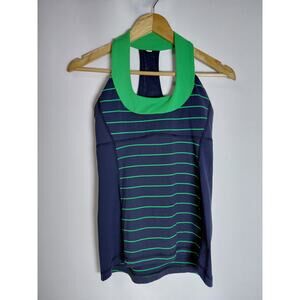 Lululemon Striped Racerback Tank Top Green Blue Sleeveless-See Measurements